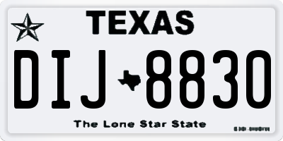 TX license plate DIJ8830