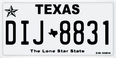 TX license plate DIJ8831