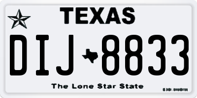 TX license plate DIJ8833