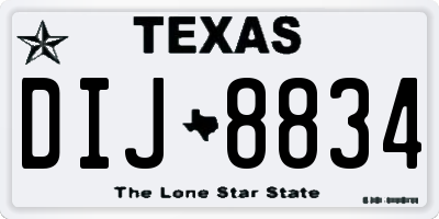TX license plate DIJ8834