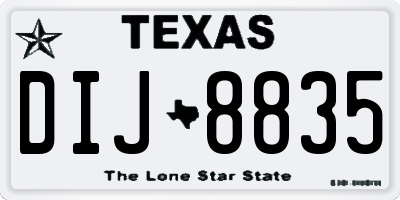TX license plate DIJ8835