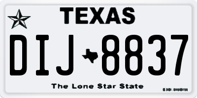 TX license plate DIJ8837