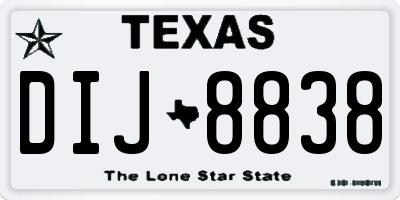 TX license plate DIJ8838