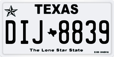 TX license plate DIJ8839