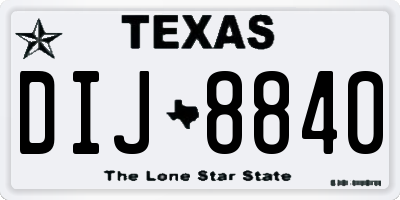 TX license plate DIJ8840