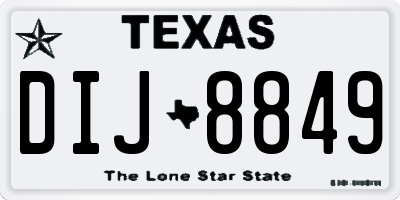 TX license plate DIJ8849
