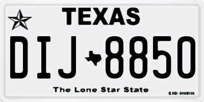 TX license plate DIJ8850