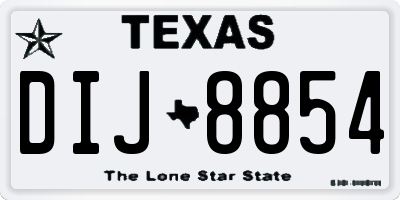 TX license plate DIJ8854