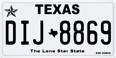 TX license plate DIJ8869