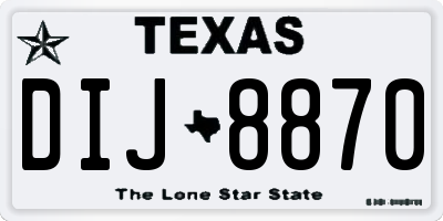 TX license plate DIJ8870