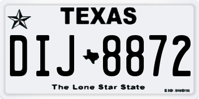 TX license plate DIJ8872