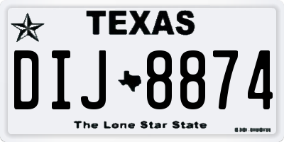 TX license plate DIJ8874