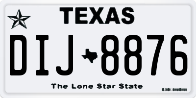 TX license plate DIJ8876