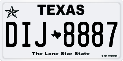TX license plate DIJ8887