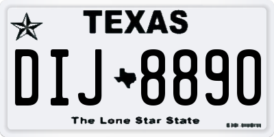 TX license plate DIJ8890