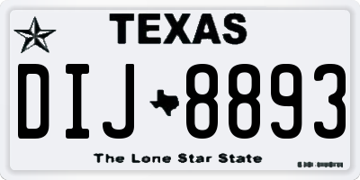 TX license plate DIJ8893