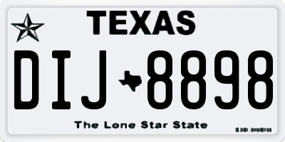 TX license plate DIJ8898