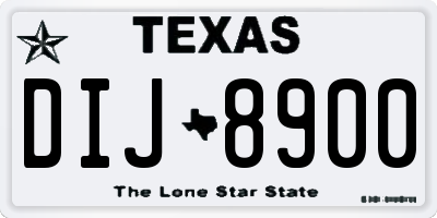 TX license plate DIJ8900