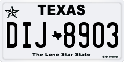 TX license plate DIJ8903