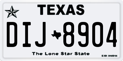 TX license plate DIJ8904