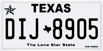 TX license plate DIJ8905