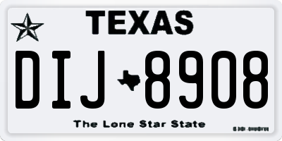 TX license plate DIJ8908