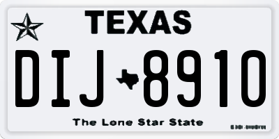 TX license plate DIJ8910