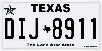 TX license plate DIJ8911
