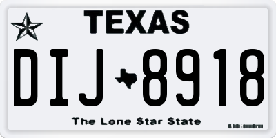 TX license plate DIJ8918