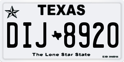 TX license plate DIJ8920