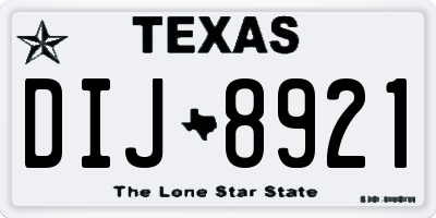 TX license plate DIJ8921