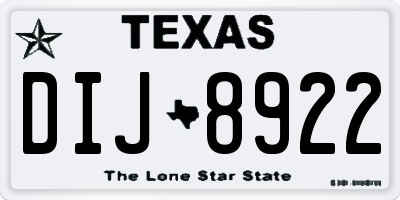 TX license plate DIJ8922