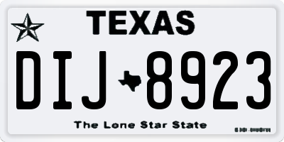 TX license plate DIJ8923