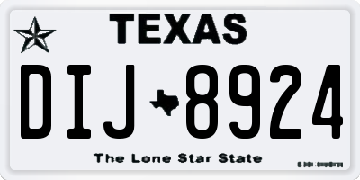 TX license plate DIJ8924