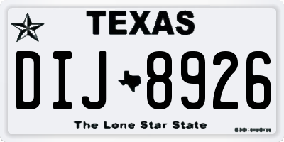 TX license plate DIJ8926
