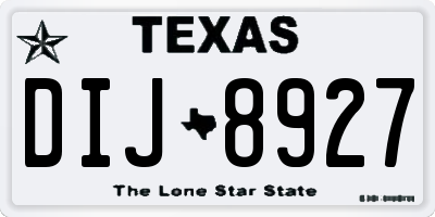 TX license plate DIJ8927