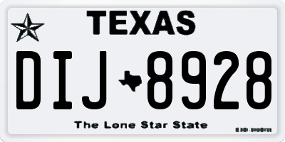 TX license plate DIJ8928