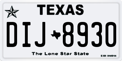 TX license plate DIJ8930