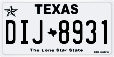 TX license plate DIJ8931