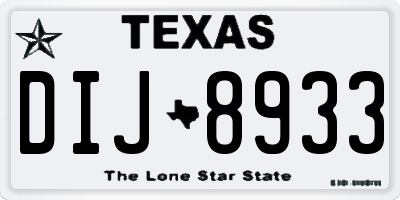 TX license plate DIJ8933