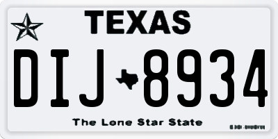 TX license plate DIJ8934