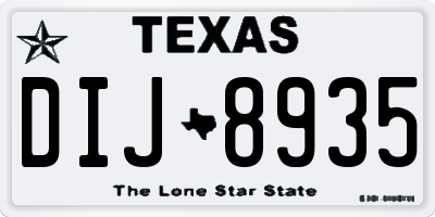TX license plate DIJ8935