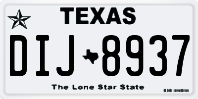 TX license plate DIJ8937