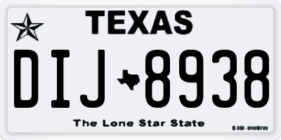 TX license plate DIJ8938