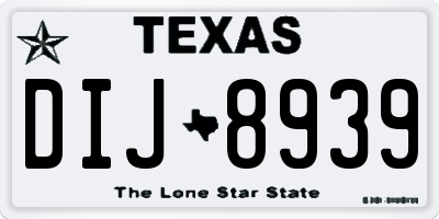 TX license plate DIJ8939