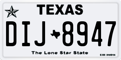 TX license plate DIJ8947