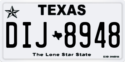 TX license plate DIJ8948