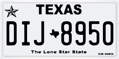 TX license plate DIJ8950