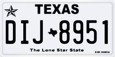 TX license plate DIJ8951