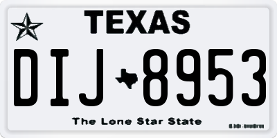 TX license plate DIJ8953